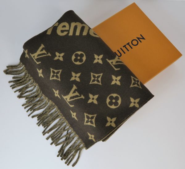 新品 国内購入 Louis Vuitton Supreme ルイヴィトン シュプリーム Monogram Scarf モノグラム スカーフ マフラー ストール