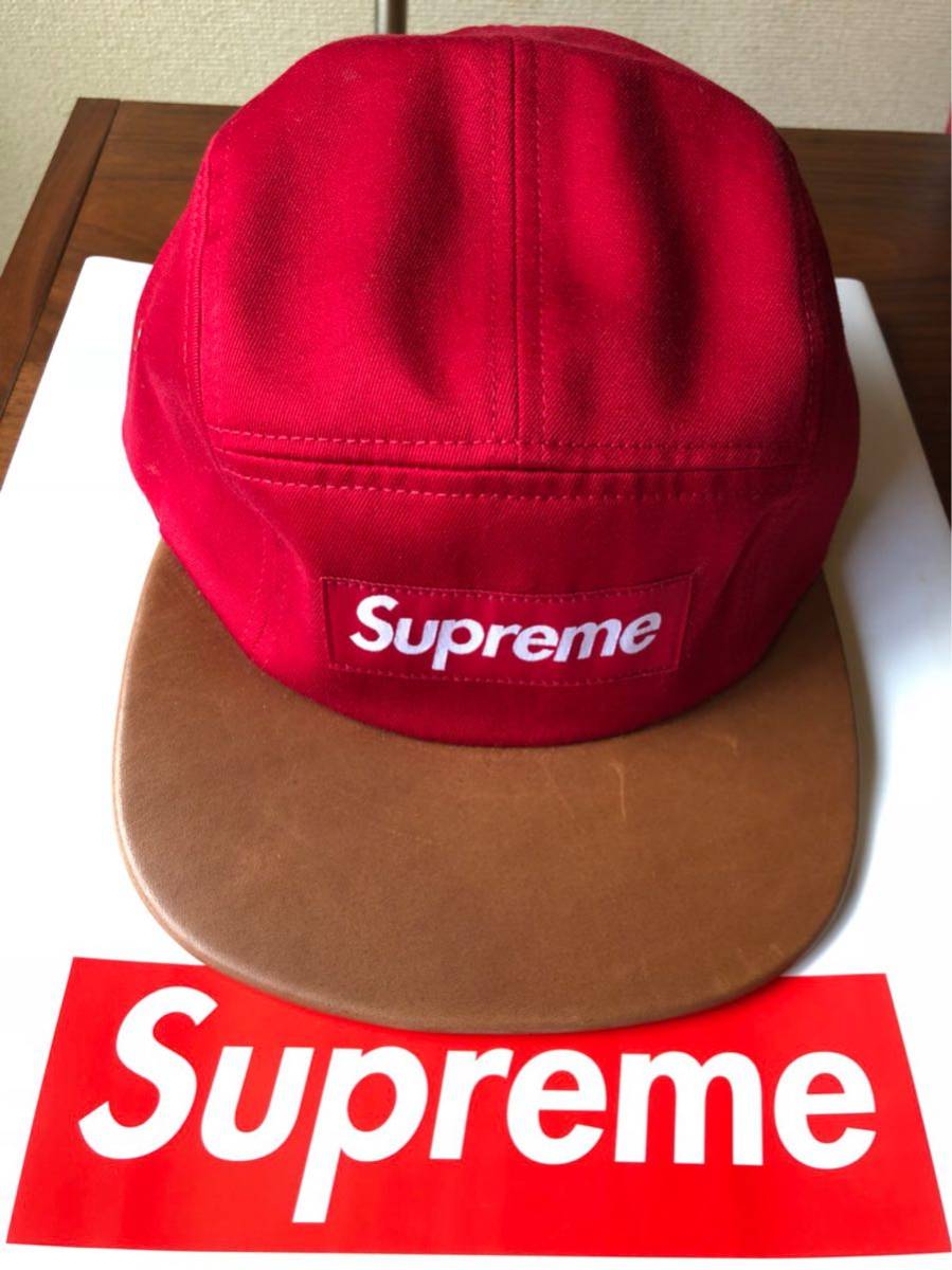お得，定番 国内 Supreme Leather Visor Camp Cap new era box S logo(帽子)｜売買されたオークション情報、yahooの商品情報をアーカイブ公開 - オークファン 服飾小物