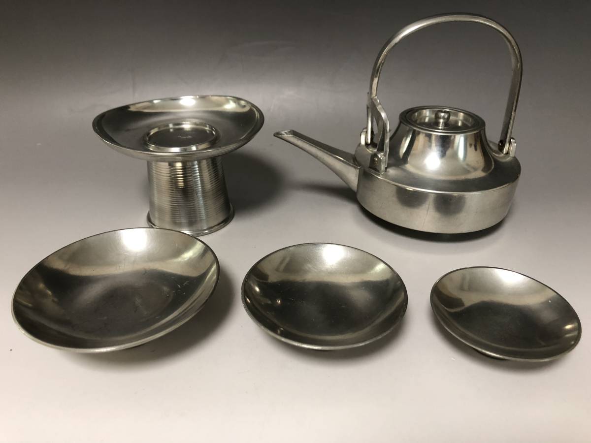 銚子 本錫 本錫製 松竹梅 酒器 浪華錫半造 盃台