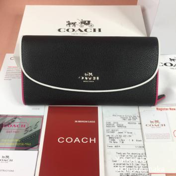 COACH・コーチ F12586 二つ折り長財布 レザーウォレット シンプル型