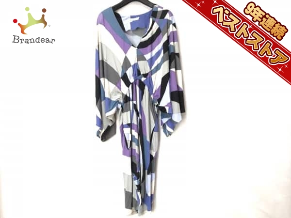 エミリオプッチ EMILIO PUCCI ワンピース パープル×グレー×マルチ 