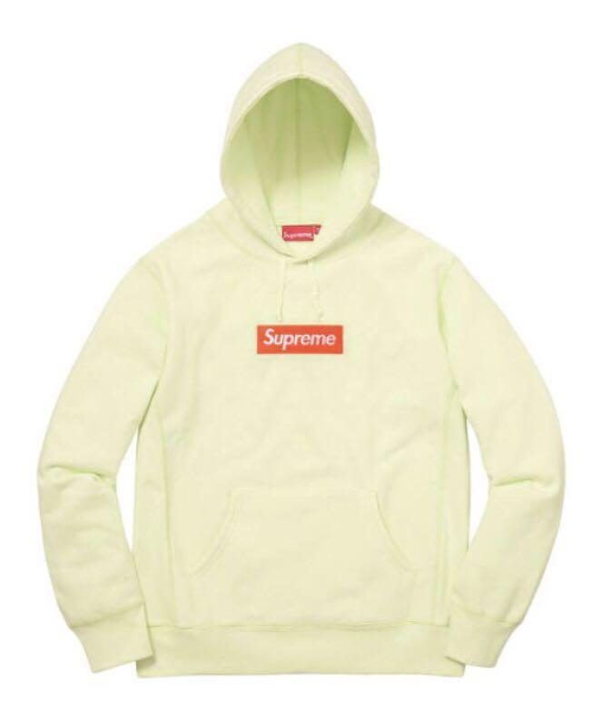 【納品書原本有】17AW 国内正規 supreme Box Logo Hooded Sweatshirt Pale Lime シュプリーム ボックス ロゴ パーカー L パール ライム