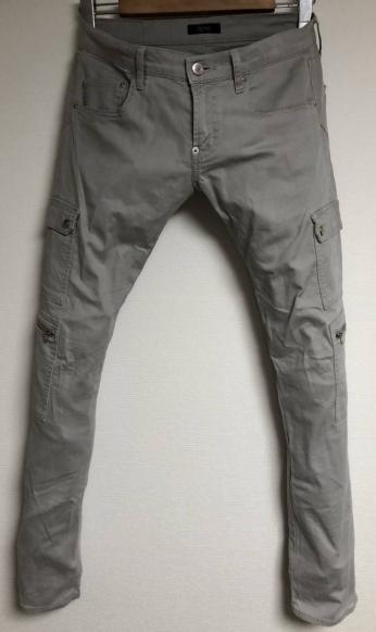 undercoverismアンダーカバーC4531サンダー刺繍ストレッチスキニーミリタリー構造 スリムカーゴパンツJONIOグレーsoloist