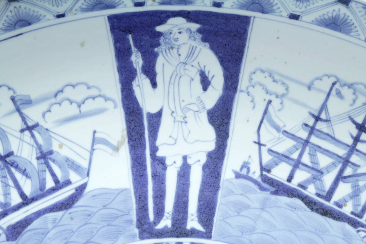 古伊万里 皿 江戸時代中期 染付 鹿に紅葉文 7◇櫟◇