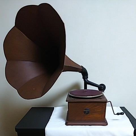 猫夢◇ Victor 木製フォーン ラッパ型蓄音機 HIS MASTER'S VOICE
