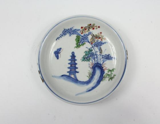 最安値，定番 0623 時代物 古染付 花蝶図 皿 中国古玩 美術品