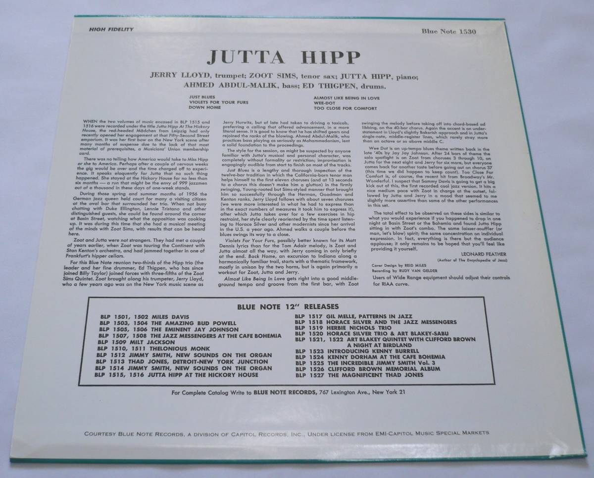 Jutta Sims Zoot Hipp - With HIPP with | 0 JUTTA Note Vinyl 公式