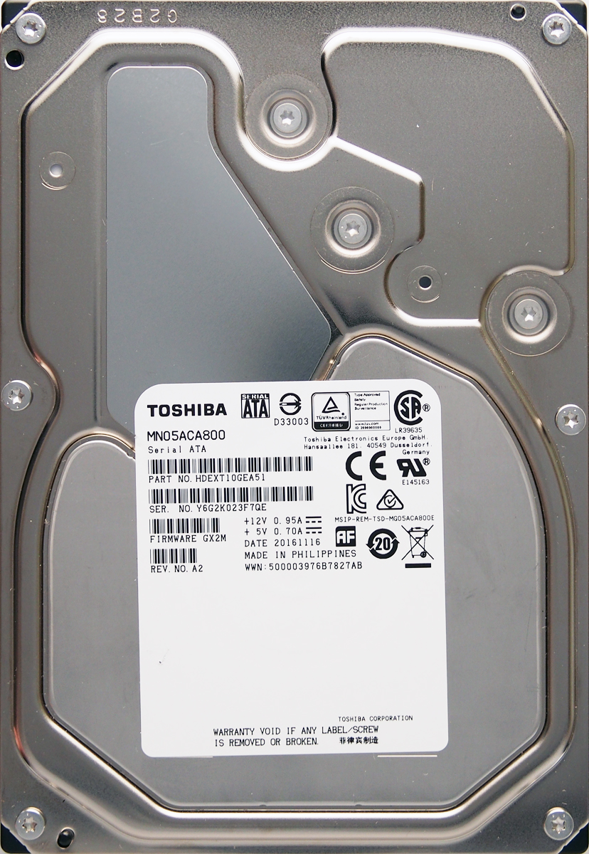 東芝 NAS向けHDD MNシリーズ MN05ACA800 SATA600 8TB 101回 874時間