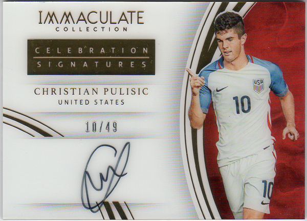 ジャージナンバー 2020-21 Panini クルトワ 直筆サインカード Christian Pulisic 2017 Panini Immaculate Celebration Signatures