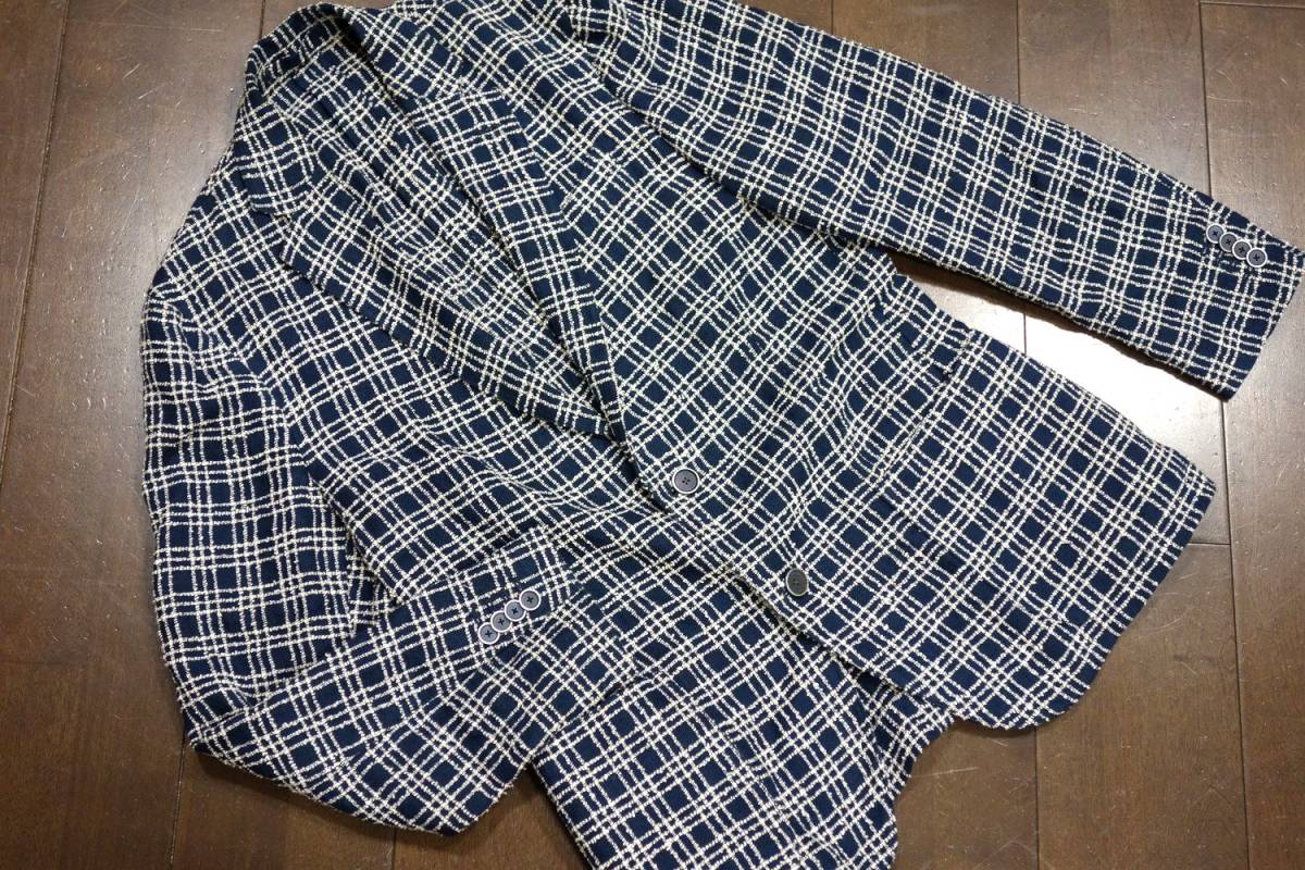 美品 LARDINI ラルディーニ ステッチ チェック ジャケット リネン 