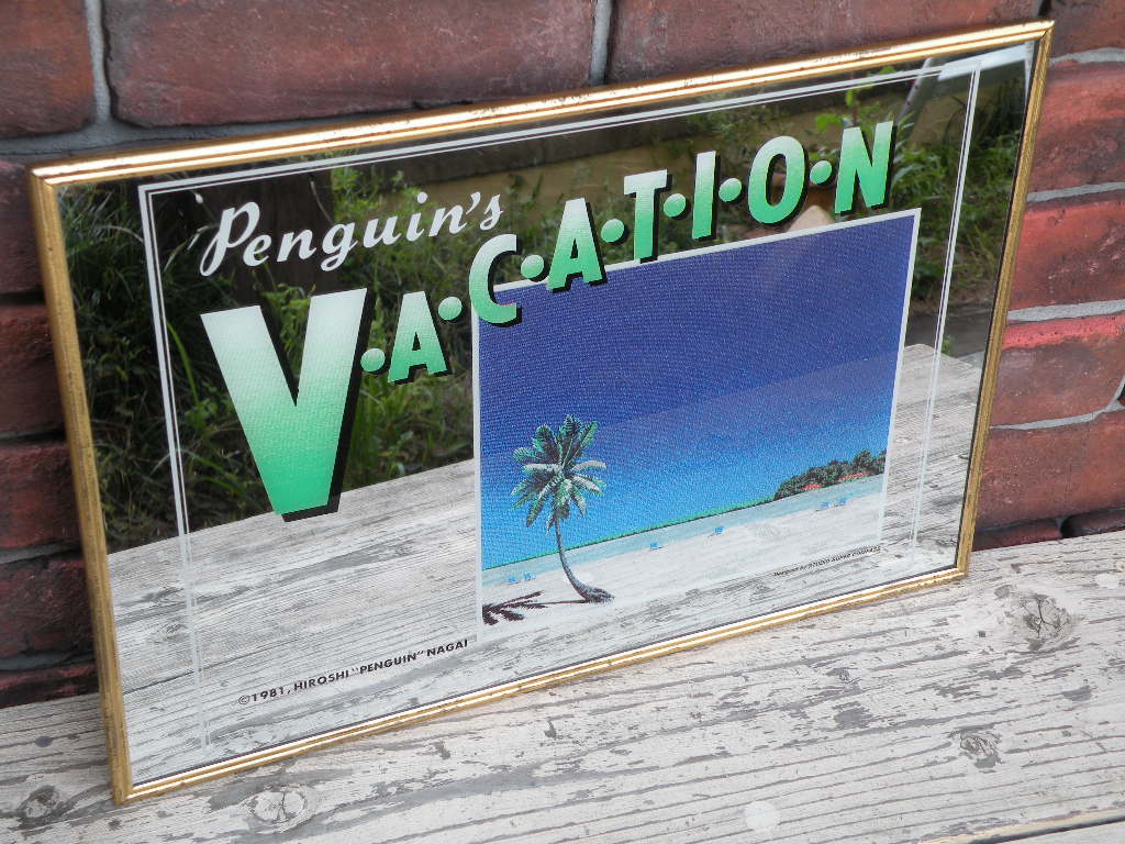 永井博 VACATION パブミラー 80's ヴィンテージ 当時物 希少品 当時物 1981 VACATION バケイション イラストミラー Nagai Hirosi 永井