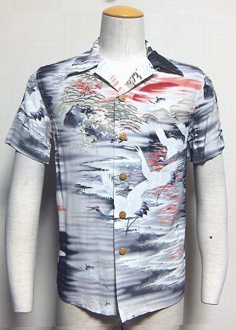 美品:Oniwa Soto(オニワソト).和柄アロハシャツM(レーヨン開襟半袖