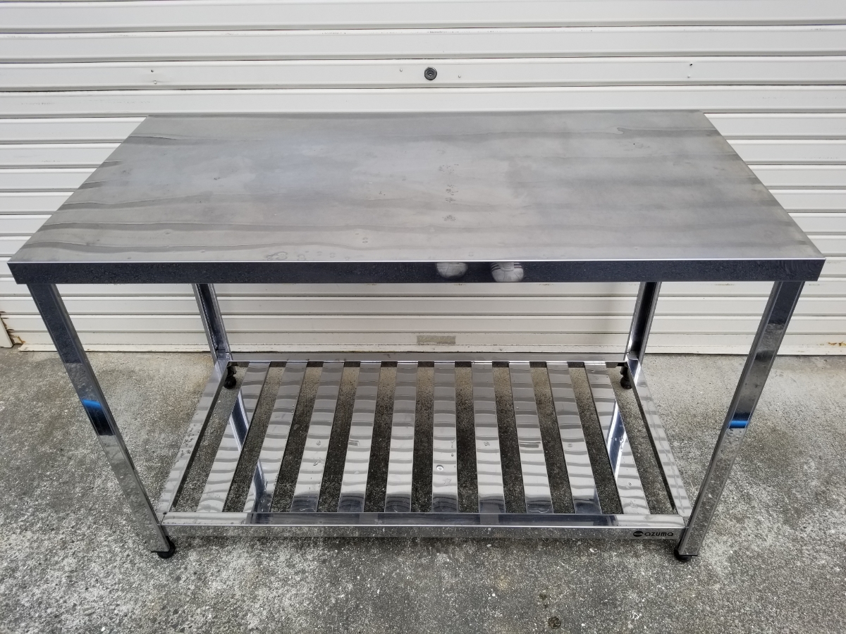 中古品】azuma製 ステンレス 作業台 W1200 D600 H790～840 飲食 厨房 