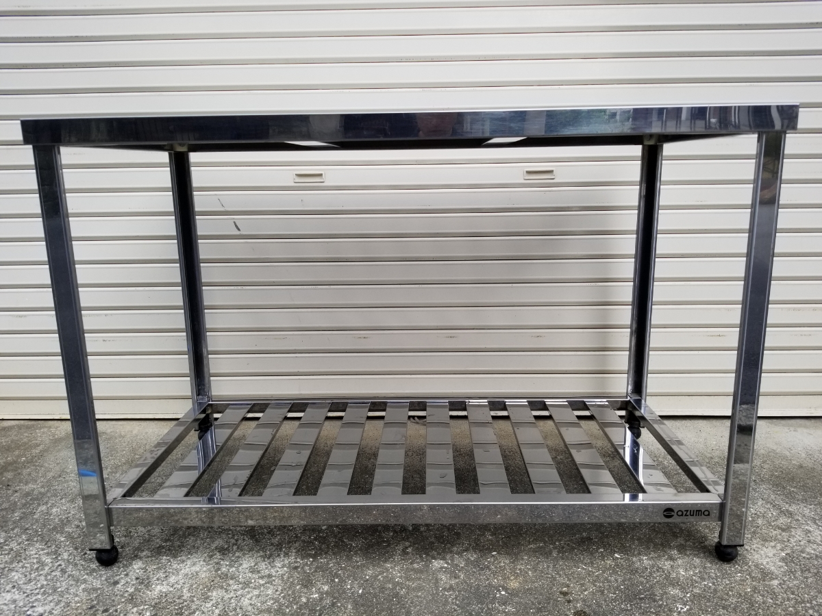 中古品】azuma製 ステンレス 作業台 W1200 D600 H790～840 飲食 厨房 