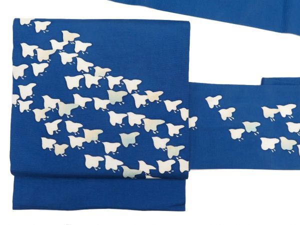  750Maynra 夏物 絽名古屋帯 お太鼓柄 千鳥模様 青色 ことこと屋(仕立て上がり)｜売買されたオークション情報、yahooの商品情報をアーカイブ公開 - オークファン 仕立て上がり