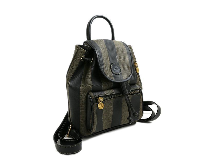 ☆格安・ヴィンテージ☆ FENDI/フェンディ ペカン柄ロゴ刻印リュック 