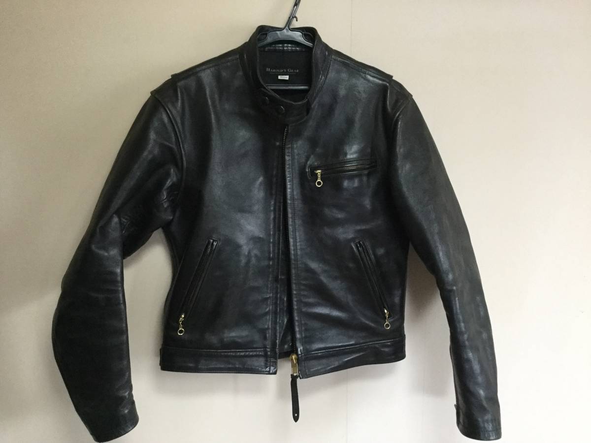 1323 HAROLD’S GEAR 馬革 シングルライダース M 日本製 本革 HAROLD's GEAR シングルライダース M ブラック 【公式通販】