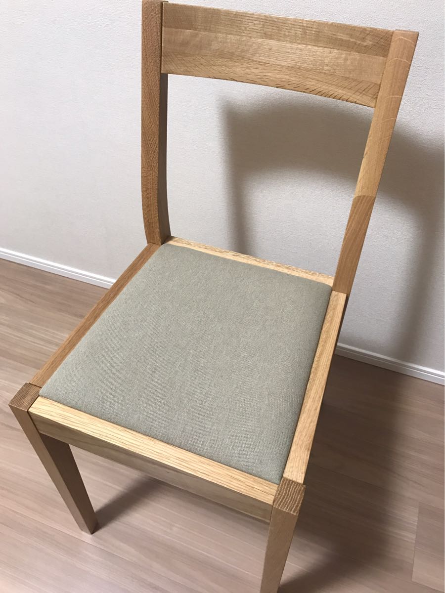 ☘️送料込⭐️美品⭐️廃盤希少⭐️オーク材チェア⭐️綿平織⭐️ベージュ⭐️無印良品 ☘️送料込⭐️美品⭐️廃盤希少⭐️オーク材チェア⭐️綿平織