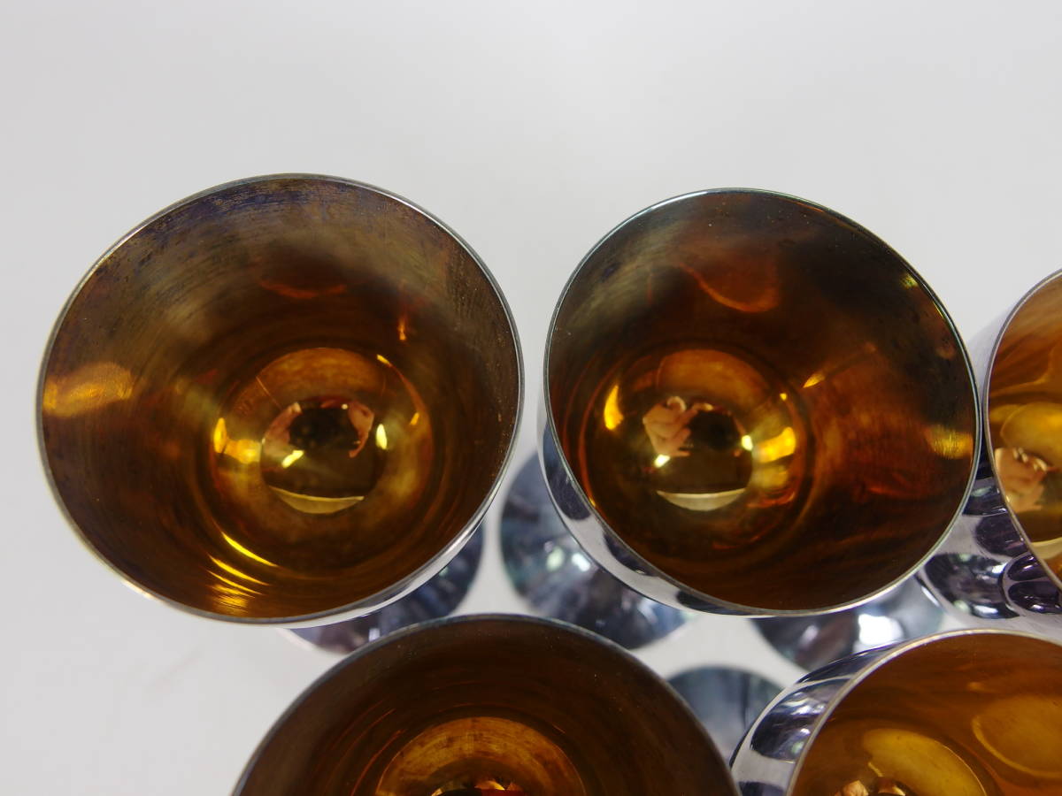 工場直売 《玉》服部製 純銀 杯 5客 165g 共箱 銀製/シルバー/酒器/盃 