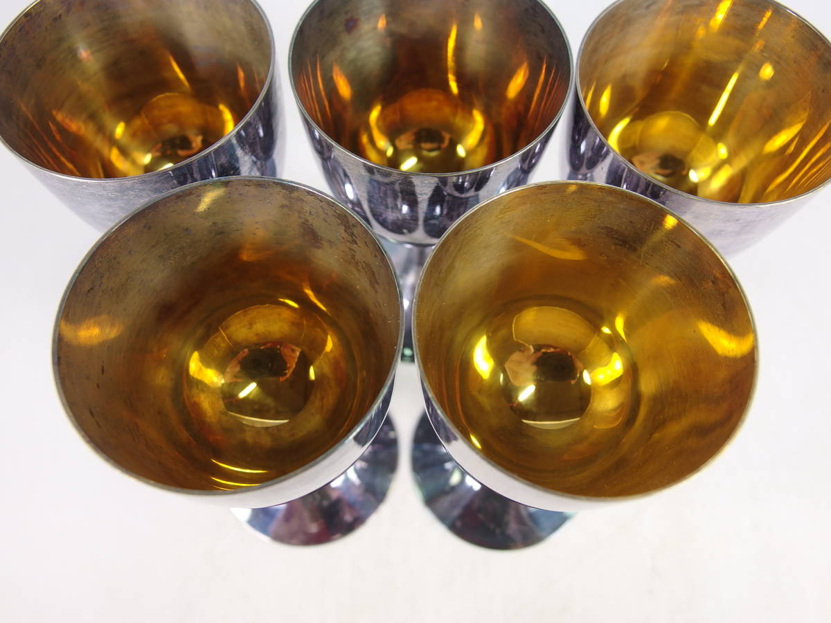 工場直売 《玉》服部製 純銀 杯 5客 165g 共箱 銀製/シルバー/酒器/盃 