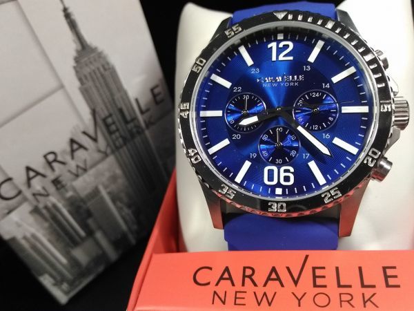 オーシャンブルー 1円】Bulova ブローバ 腕時計 クロノグラフ メンズ 