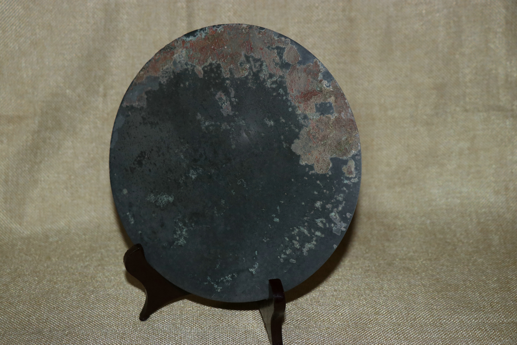 銅鏡 置物 鏡 貴重 大珍品 友人館蔵 銅製金鍍 貴石象嵌 神獣紋 稀少 瑞