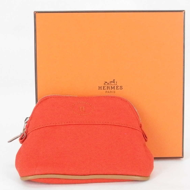 エルメス HERMES ボリードポーチ25 ブルー キャンバス×レザー 本物