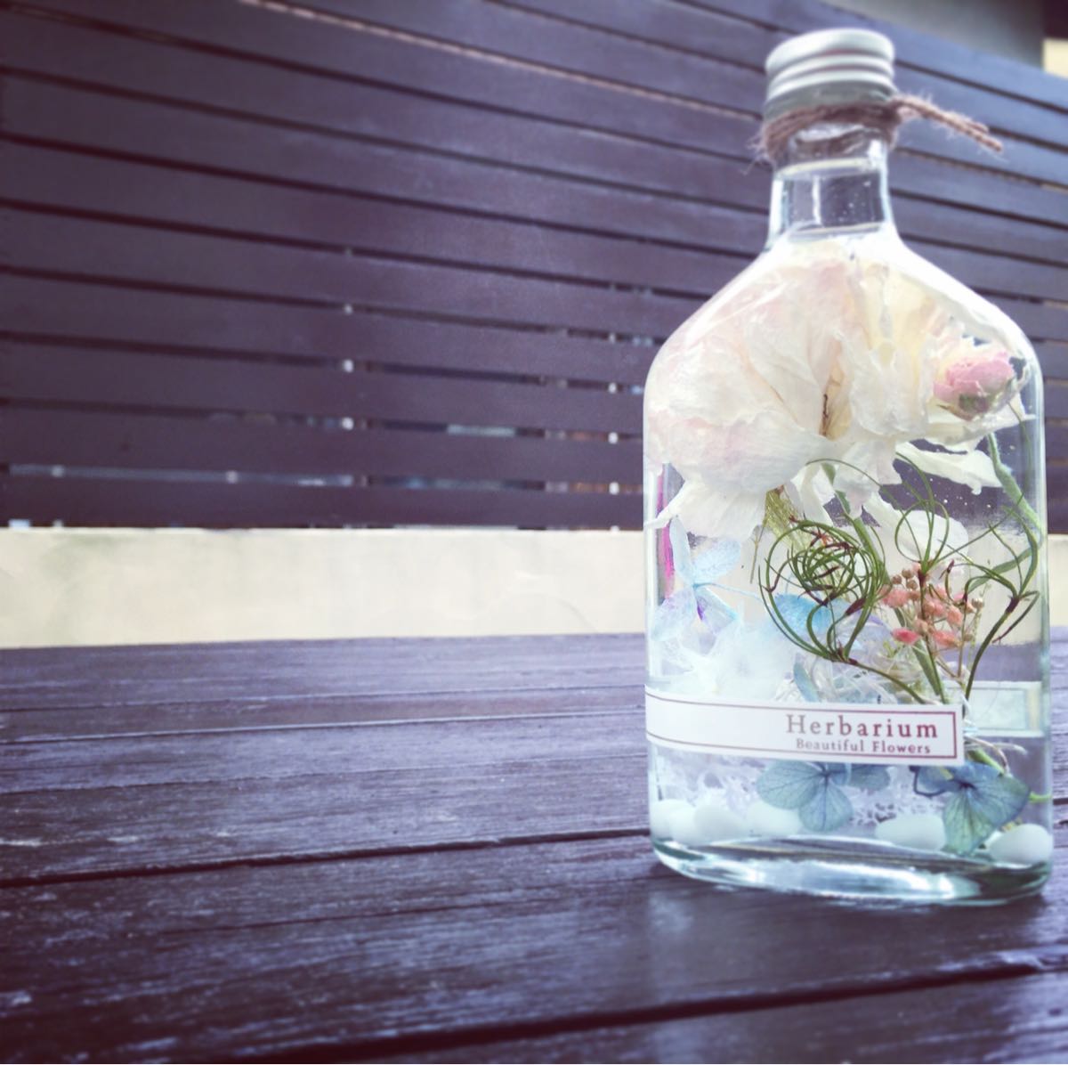 ◇ハーバリウム 388 ふわふわラナンキュラスの春bottle *.:。✿*゜