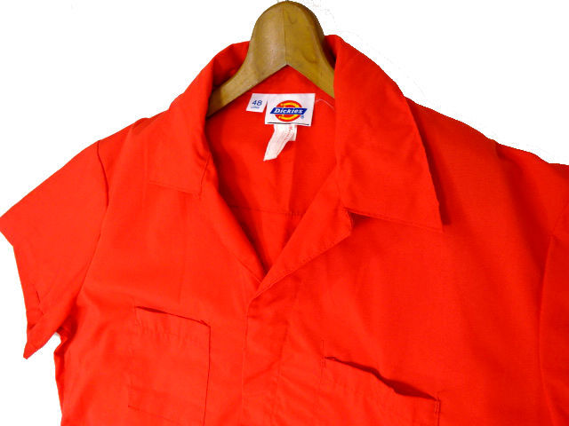 Dickies ディッキーズ　つなぎ　サイズL レッド　赤　旧モデル DICKIES アメリカ企業 ビッグサイズ 48 半袖つなぎ オールインワン 赤