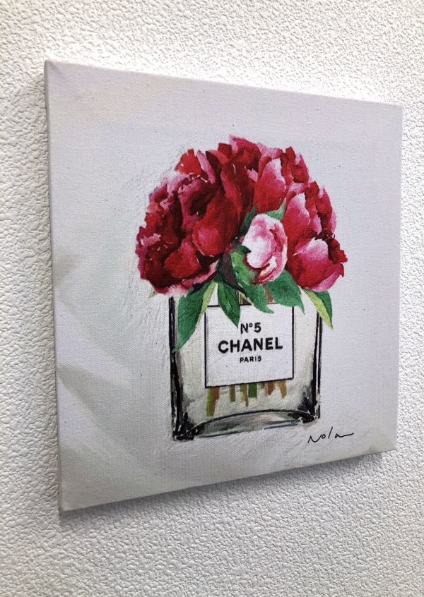シャネルと薔薇』 CHANEL 香水 花 イラスト キャンバスアート 壁掛け