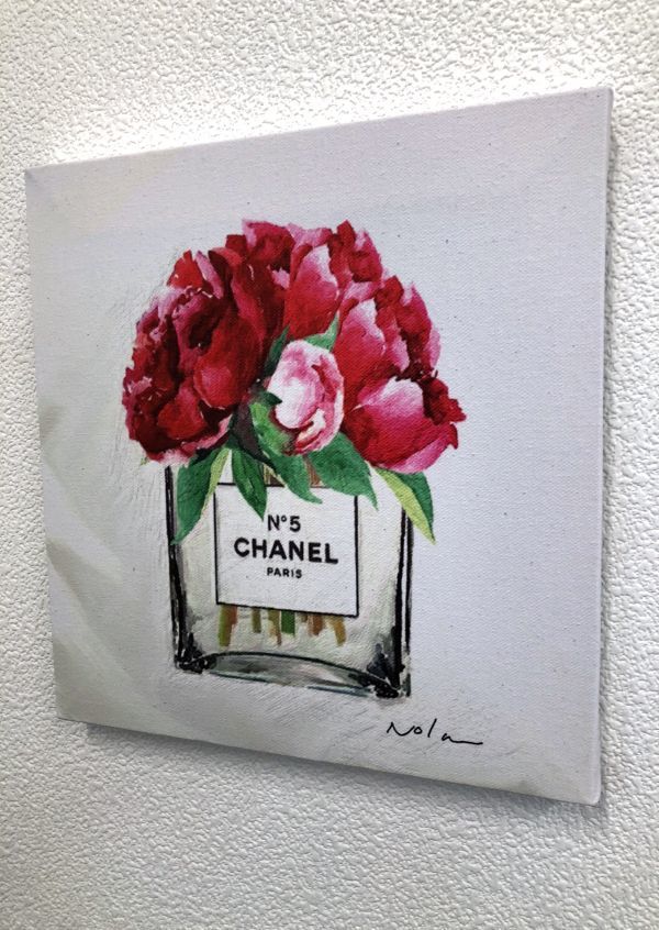 シャネルと薔薇』 CHANEL 香水 花 イラスト キャンバスアート 壁掛け