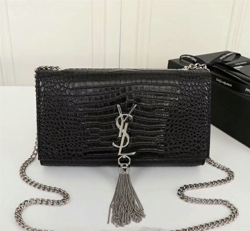 レディース YSL イヴサンローラン ショルダーバッグ シルバー 金属 