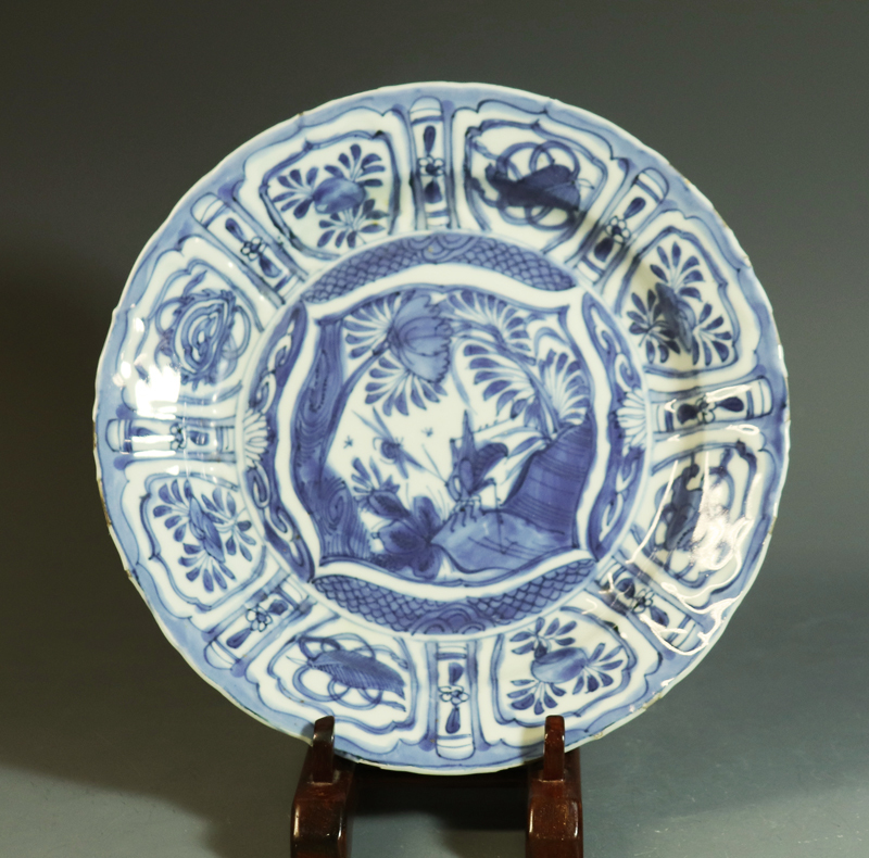 古玩 芙蓉手 古 中国美術 中国 唐物 古染付 草花図 中皿