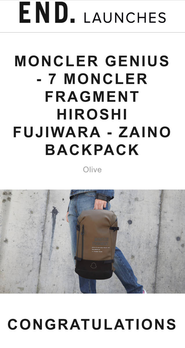 1円～ END正規品 MONCLER FRAGMENT HIROSHI FUJIWARA BACKPACK OLIVE 