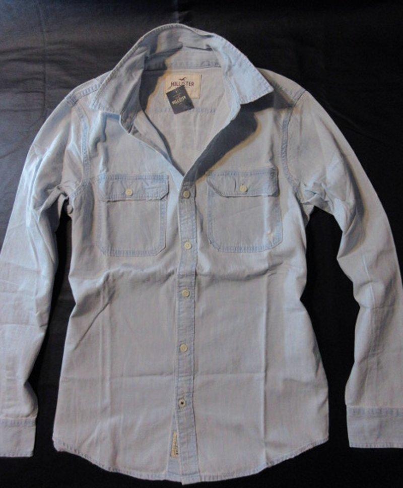 本物正規◆ホリスター◆長袖シャツ デニム ダメージ加工 1873-210 ライト■S ■新品 ■背面ロゴ