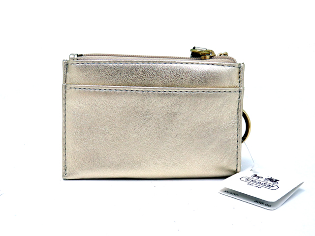 質】☆展示・未使用品☆コーチ/COACH ミニスキニー ゴールドレザー 