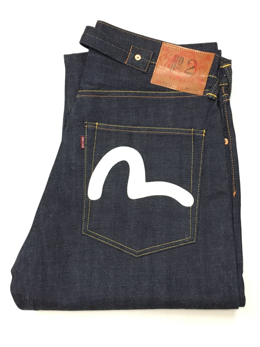 未使用品 EVISU エヴィス 2004 No.2 デニム ジーンズ XXモデル 33×35 生デニム リジッド バックルバック 尾錠