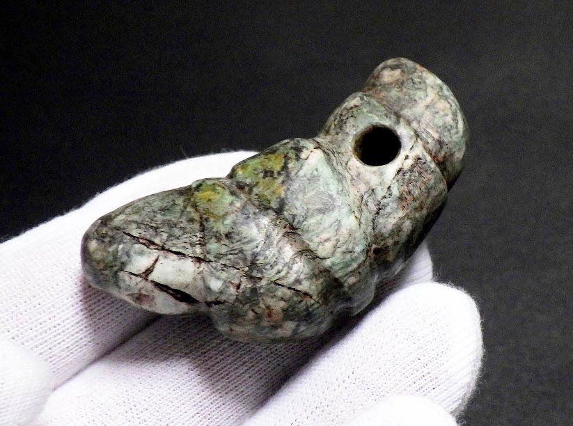 海外 安い通販 □特別出品 縄文期 翡翠製 緒締形 大形 勾玉 5．9cm