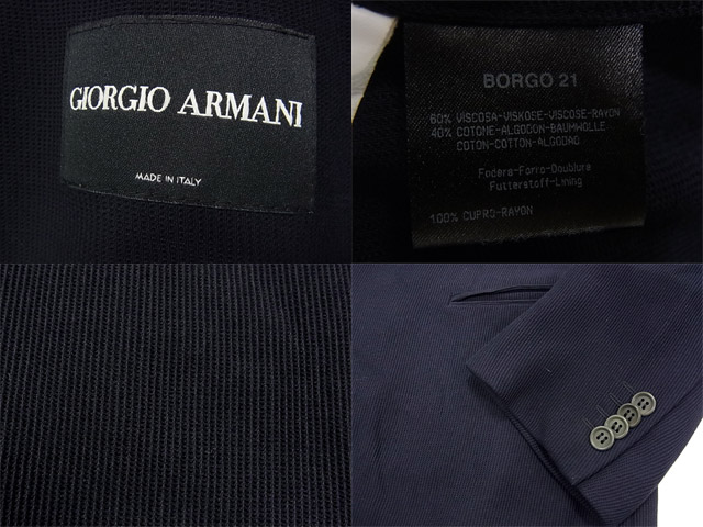 美品 ジョルジオアルマーニ 黒タグ BORGO21 テーラードジャケット 52