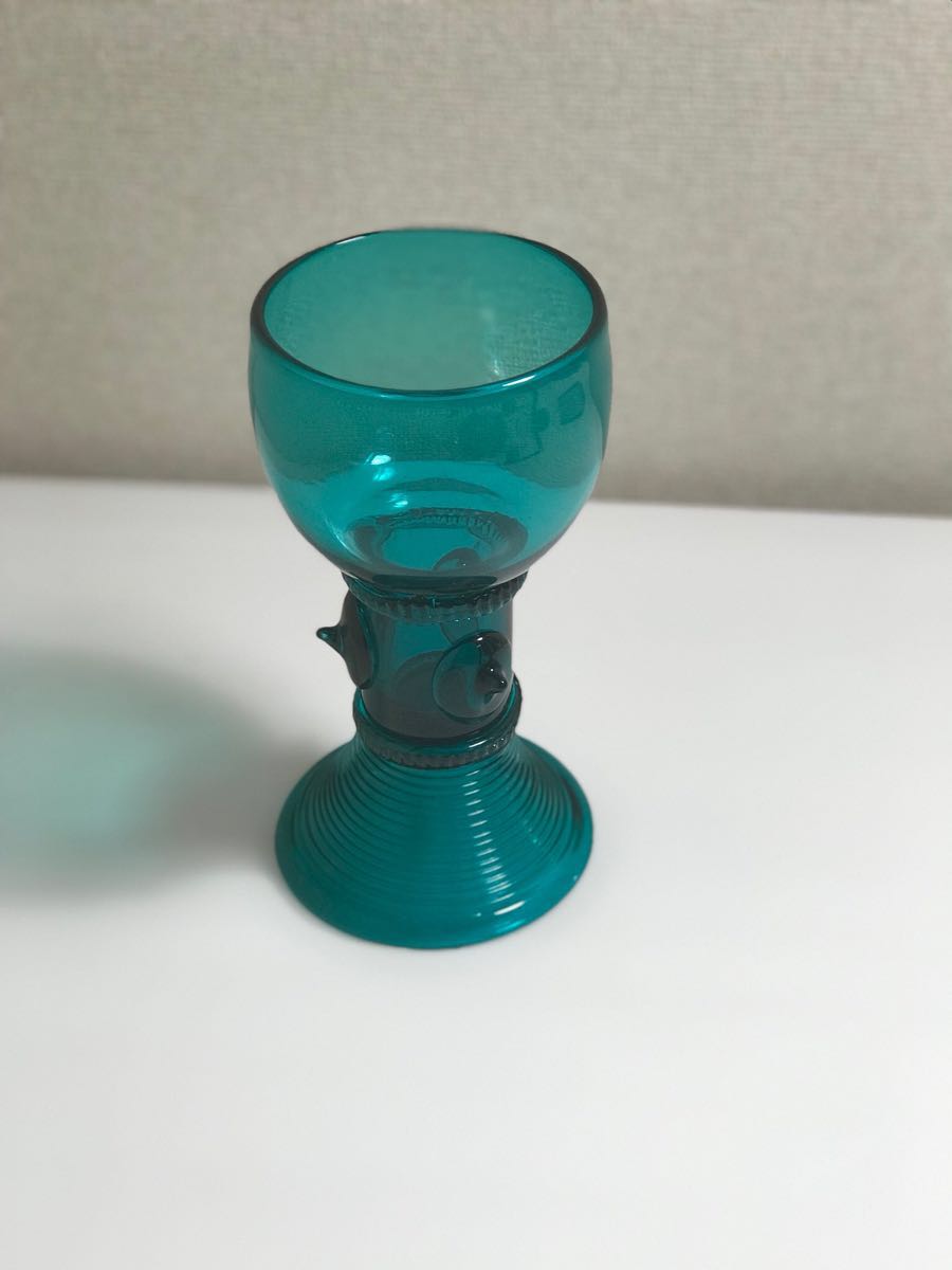 船木倭帆：ステムが緑色のワイングラス (1) 工芸品 船木倭帆：ステムが