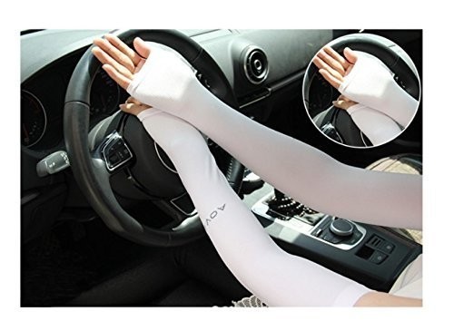 送料無料 AseiwaA aquaX 接触冷感 UV アームカバー レディース 指穴なし (ホワイト)新品 最安_3
