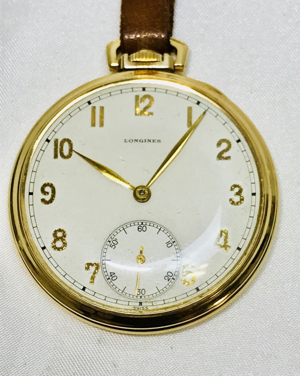 腕時計メンズ動作品LONGINESロンジン手巻き金ゴールド文字盤ラウンド不