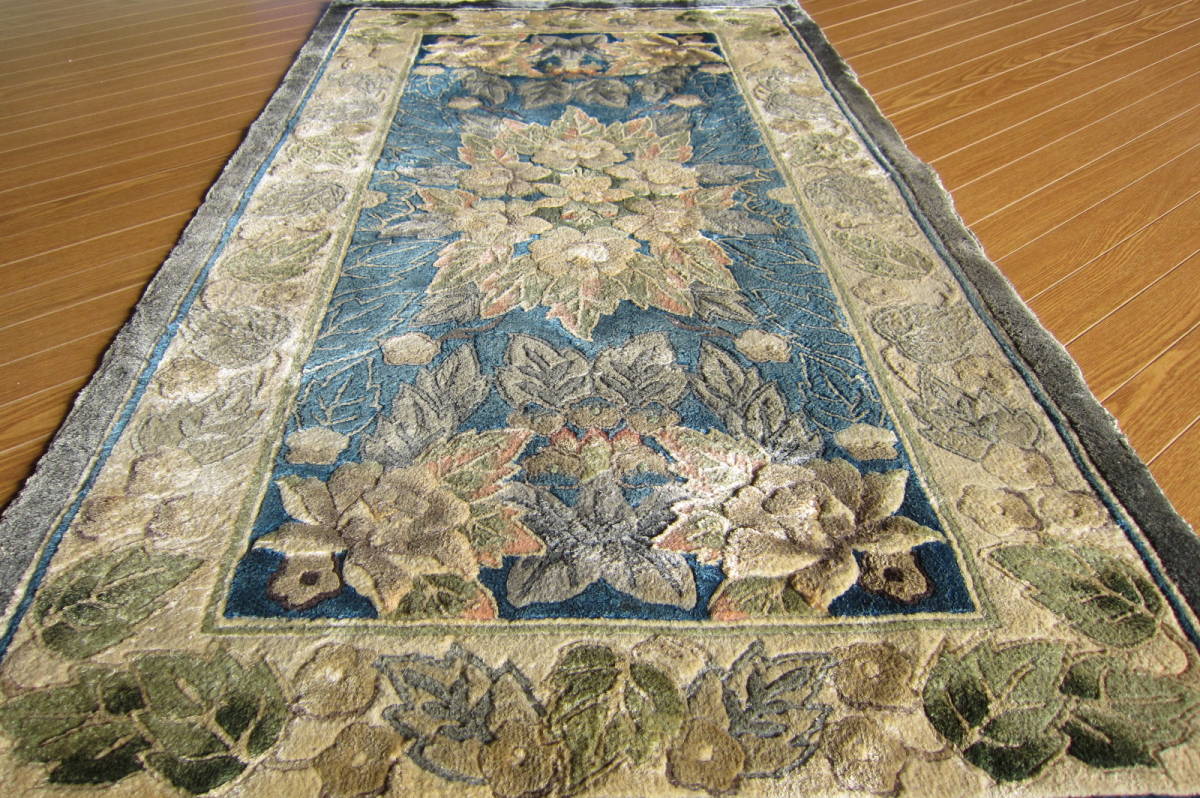 中国シルク100%段通: 120段手織り、186cm✖️122cm絨毯、カーペット