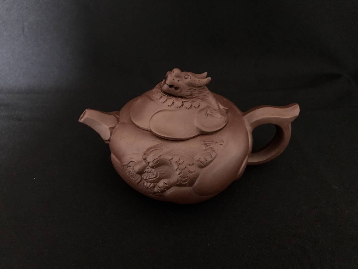茶道具 古い 紫砂 茶盂 彫刻 人物画 山水画 中国 中国美術 煎茶道具 紫砂 急須 天龍昇鯉図 / 紫砂 中国宜興 茶道具 紫泥