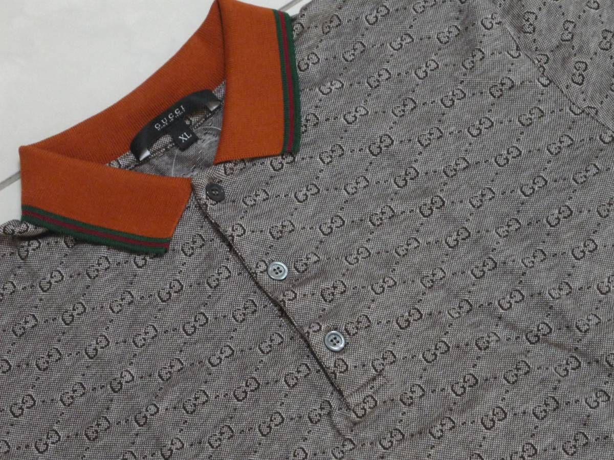 ☆グッチ！インパクト大の GUCCI GG柄 メンズポロシャツ XL Gucci