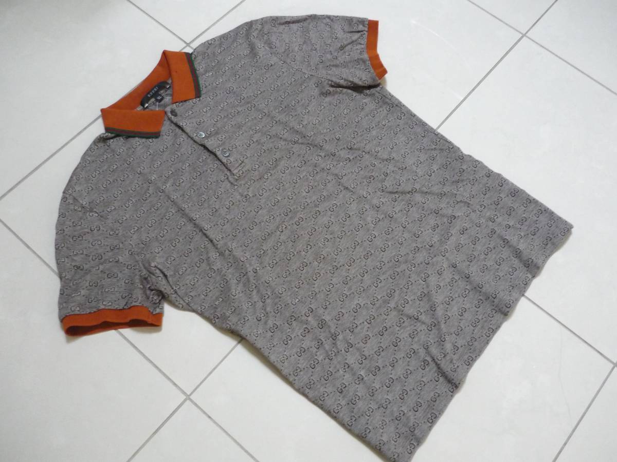 ☆グッチ！インパクト大の GUCCI GG柄 メンズポロシャツ XL Gucci