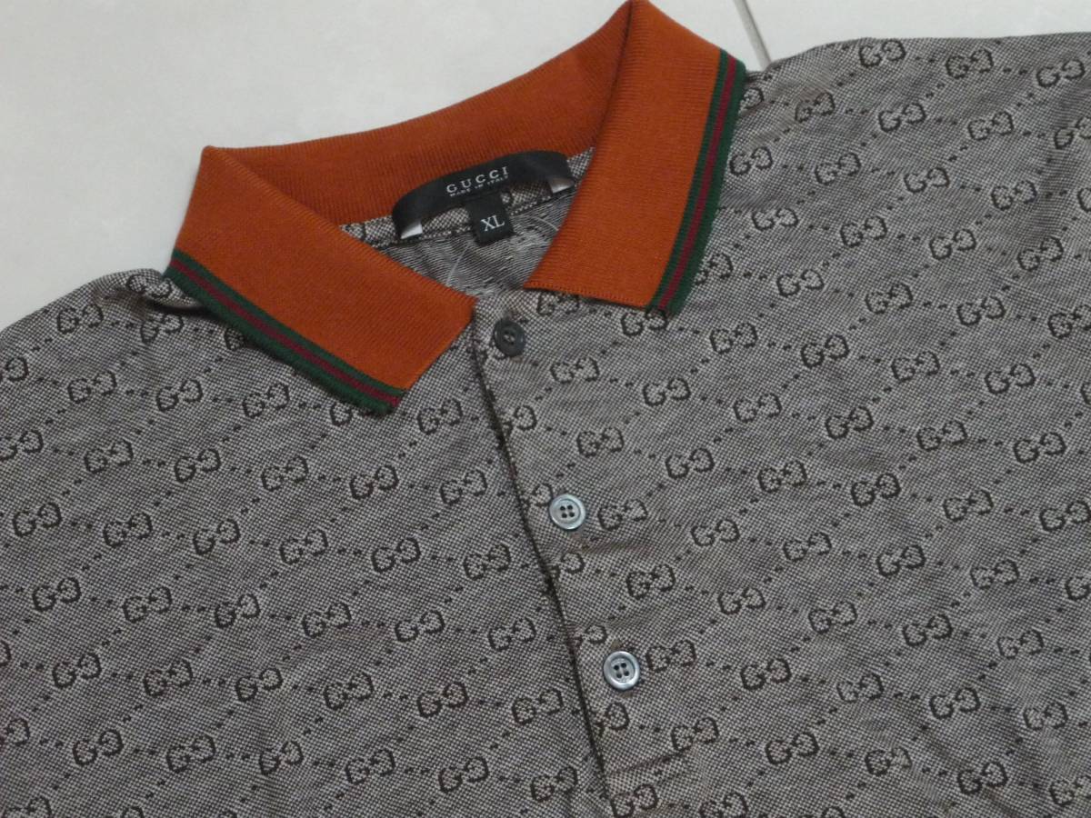 ☆グッチ！インパクト大の GUCCI GG柄 メンズポロシャツ XL Gucci
