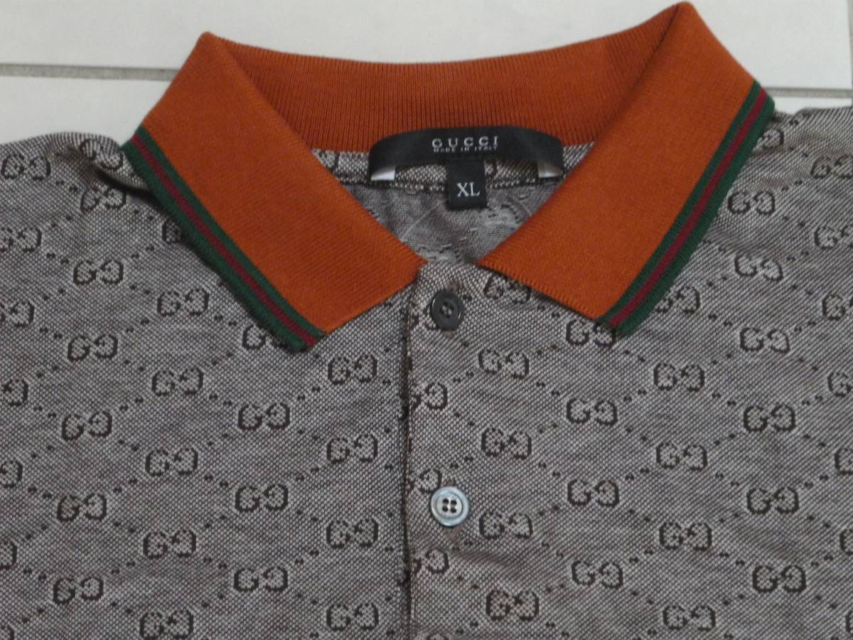☆グッチ！インパクト大の GUCCI GG柄 メンズポロシャツ XL Gucci