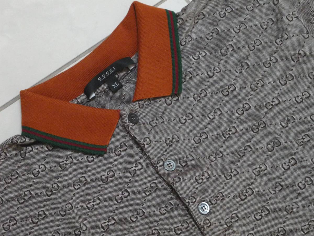 ☆グッチ！インパクト大の GUCCI GG柄 メンズポロシャツ XL Gucci