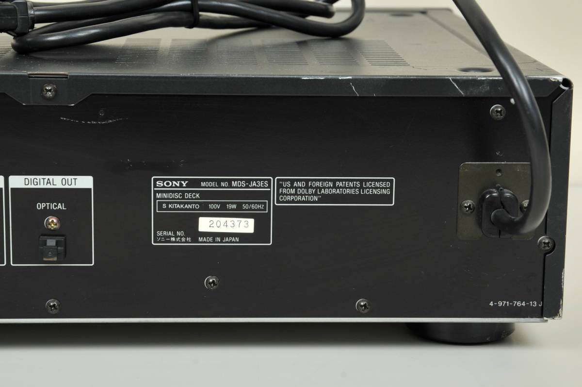 MDデッキ【SONY】SONY／MDS-JA3ES／ブラック／ジャンク品